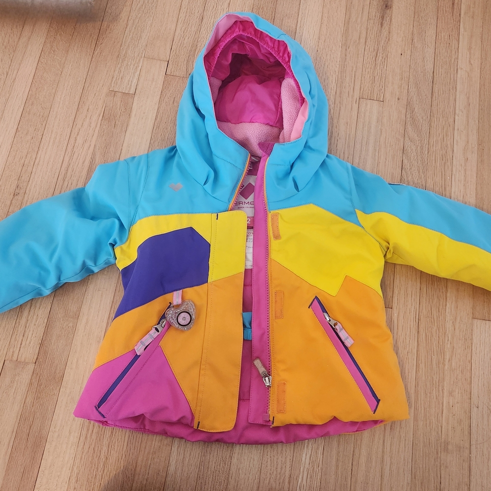Obermeyer Kids Puffer Jacket - Blue, Yellow, Pink, Purple - Picture 4 of 5